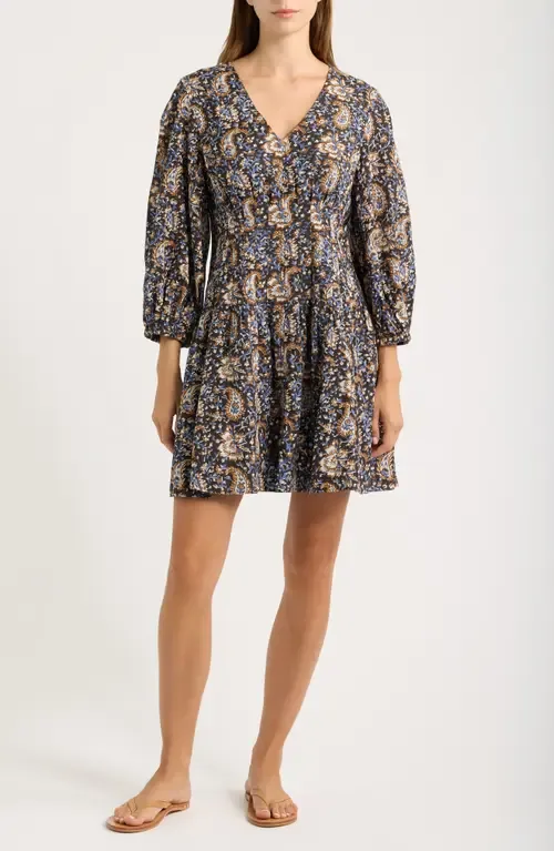 Paisley Floral Long Sleeve Cotton Dress