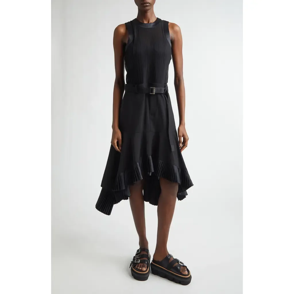 Suiting x Satin Dress by Sacai