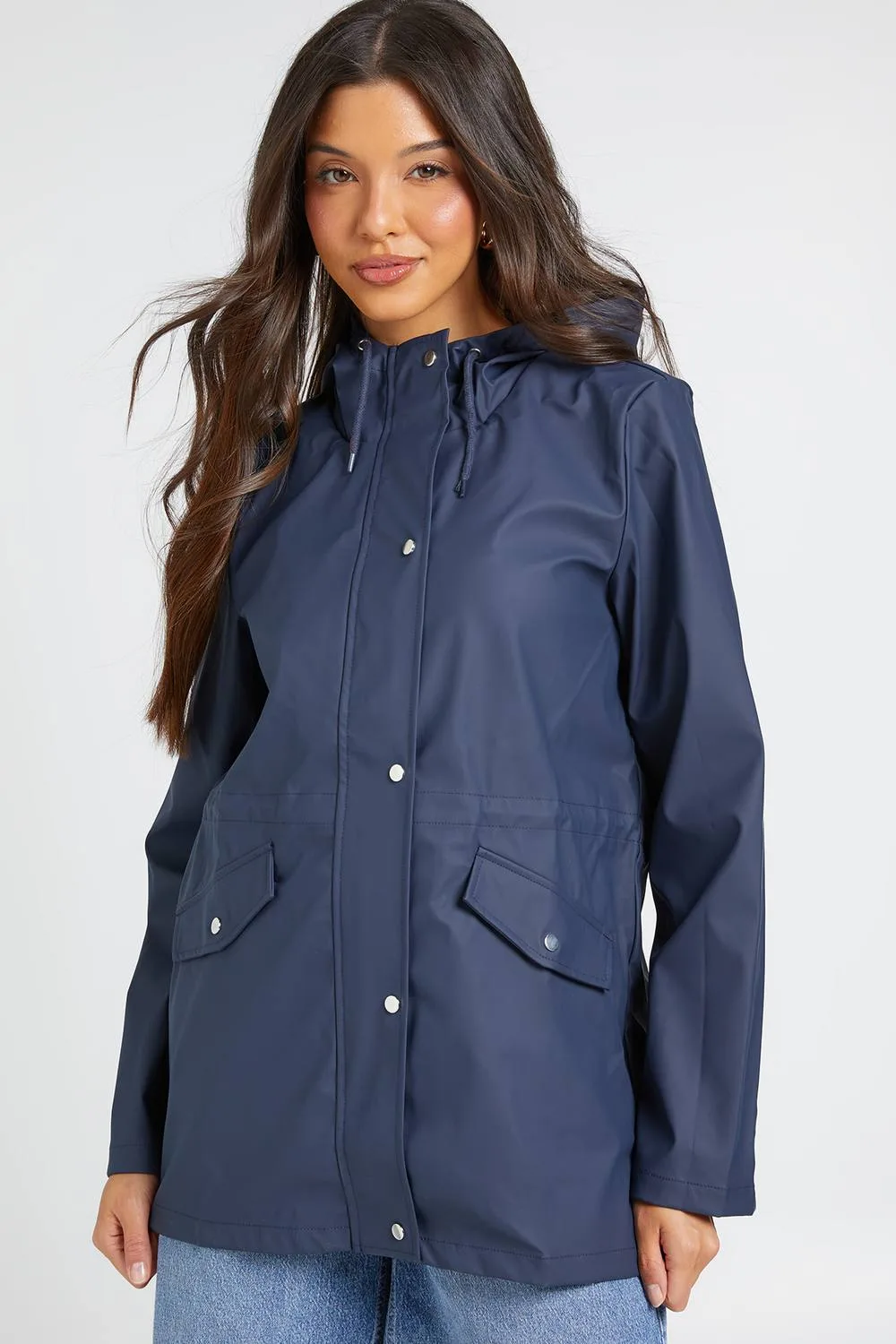 Hooded Rubberised Festival Mac by boohoo