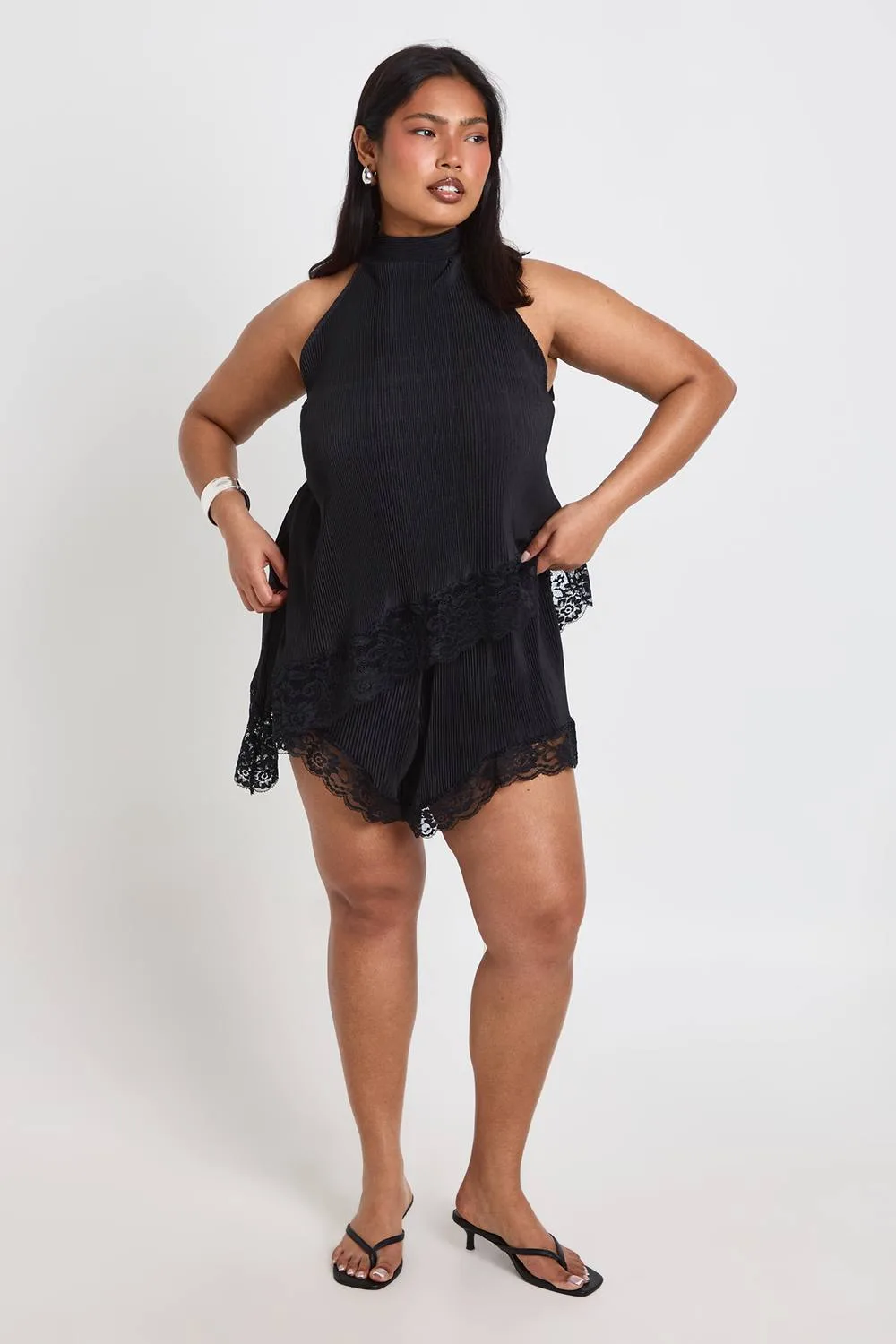 Lace Trim Plisse Shorts by boohoo