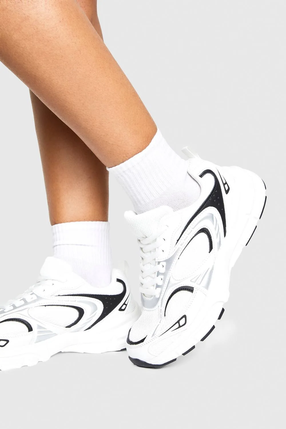 Sports Panelled Chunky Trainers by boohoo