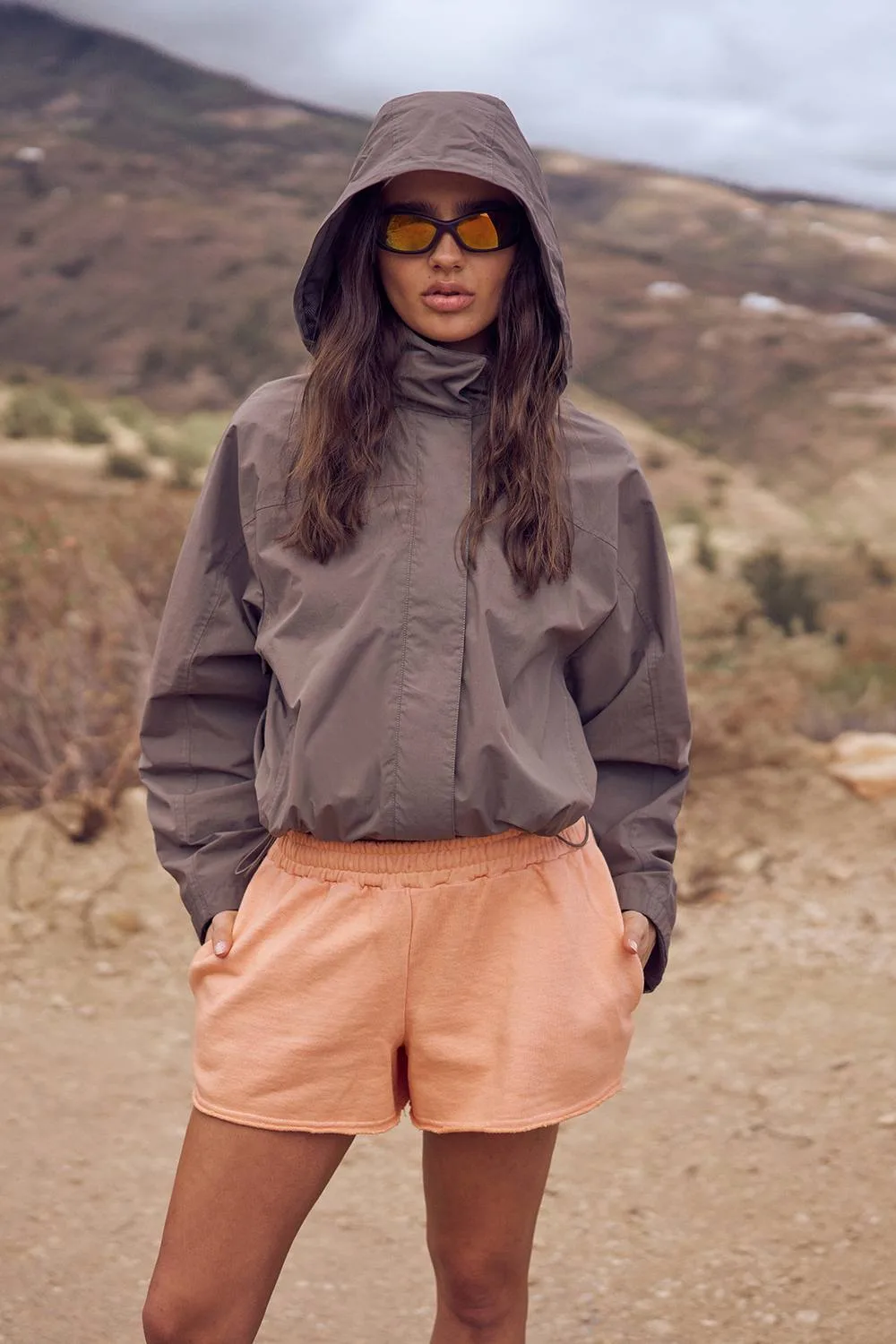 Funnel Neck Hooded Waterproof Windbreaker by DSGN Studio