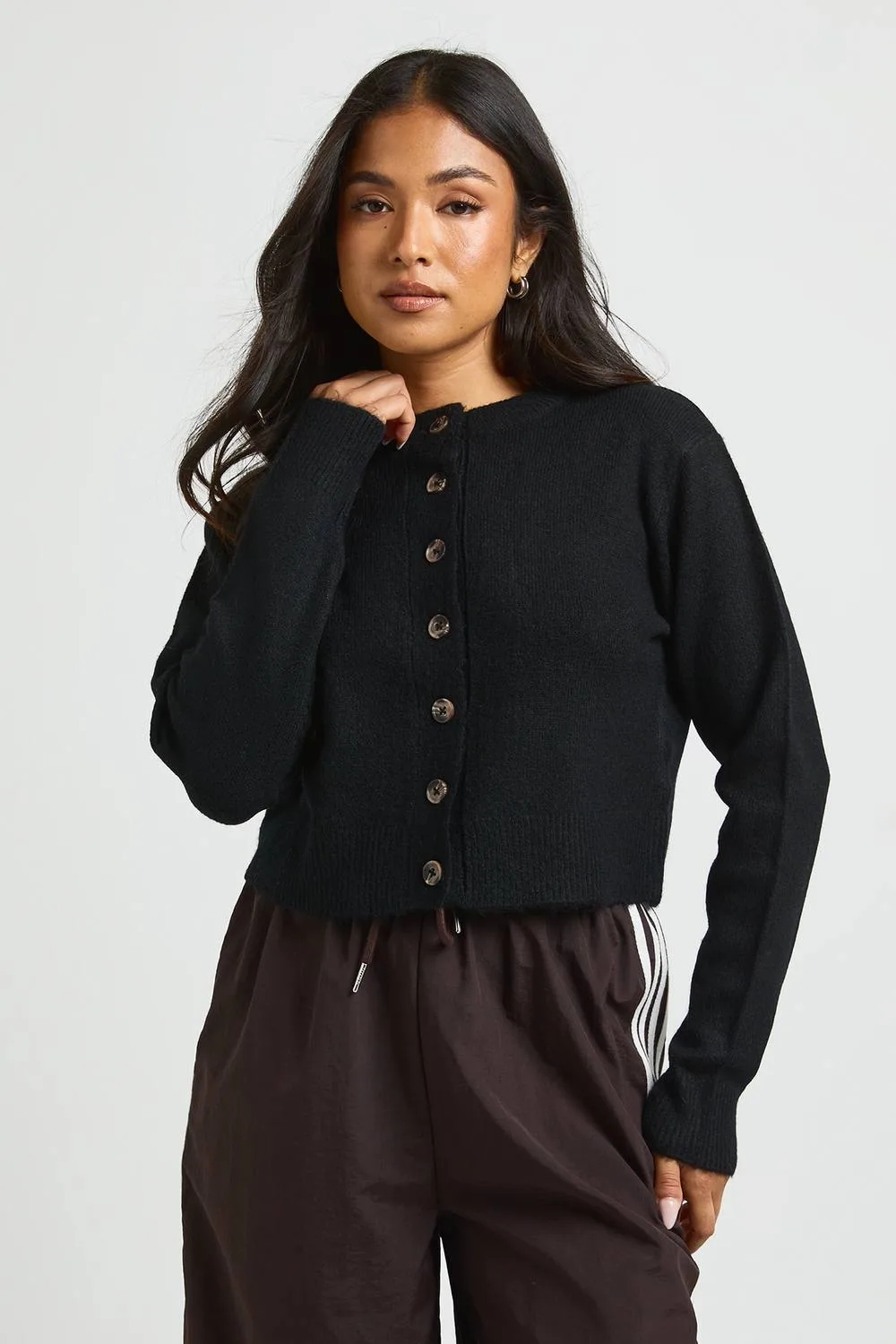 Knitted Cropped Cardigan by boohoo