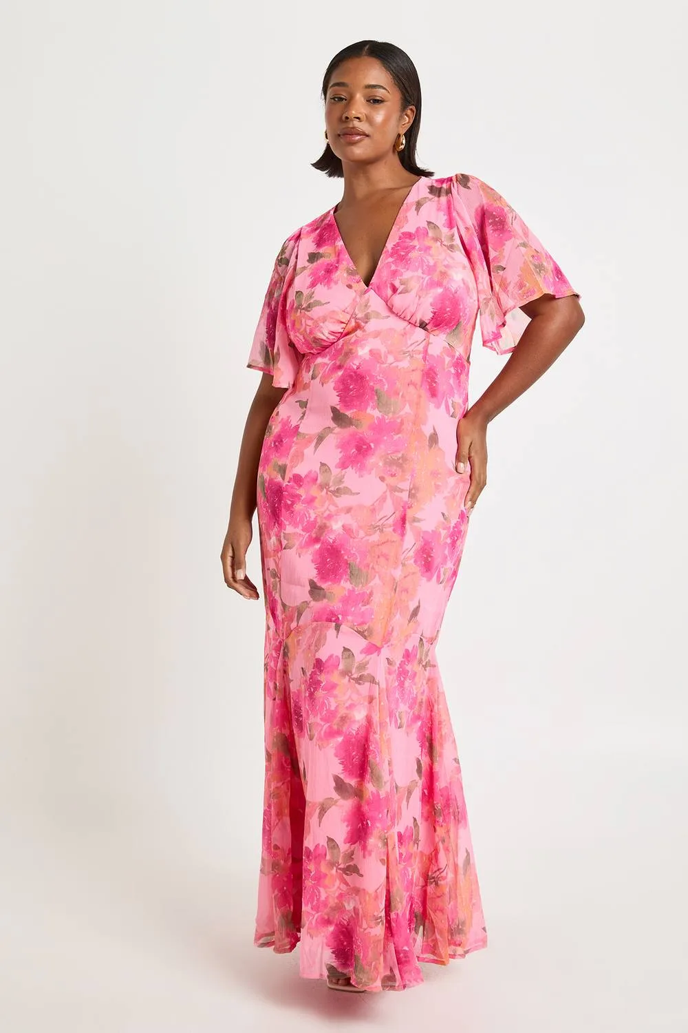 Floral Godet Hem Maxi Dress by boohoo