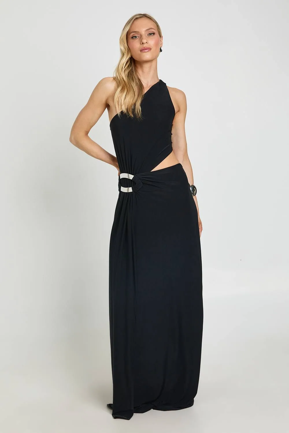 Asymmetric Cut Out Trim Detail Maxi Dress by boohoo