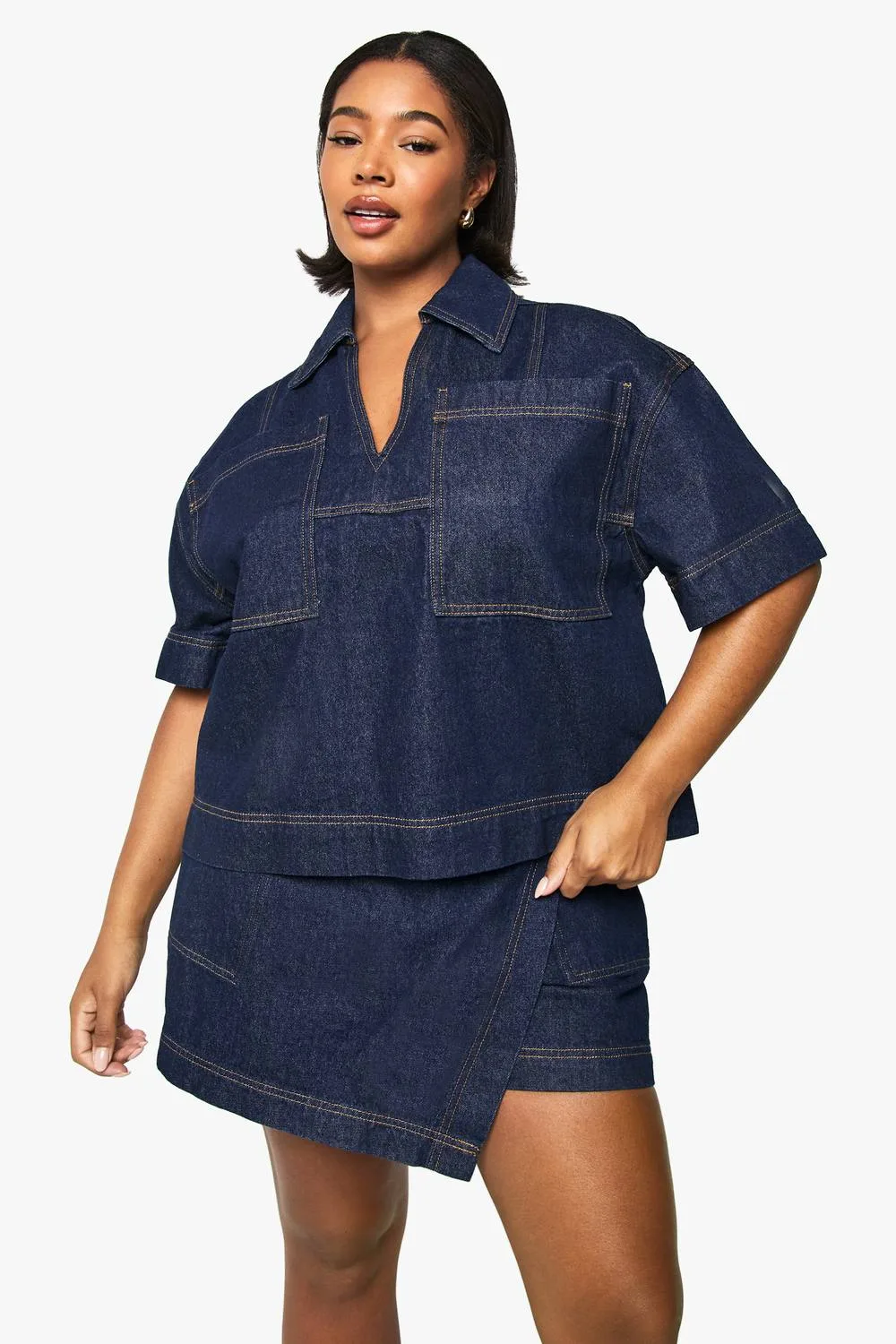 Denim Short Sleeve Boxy Shirt by boohoo