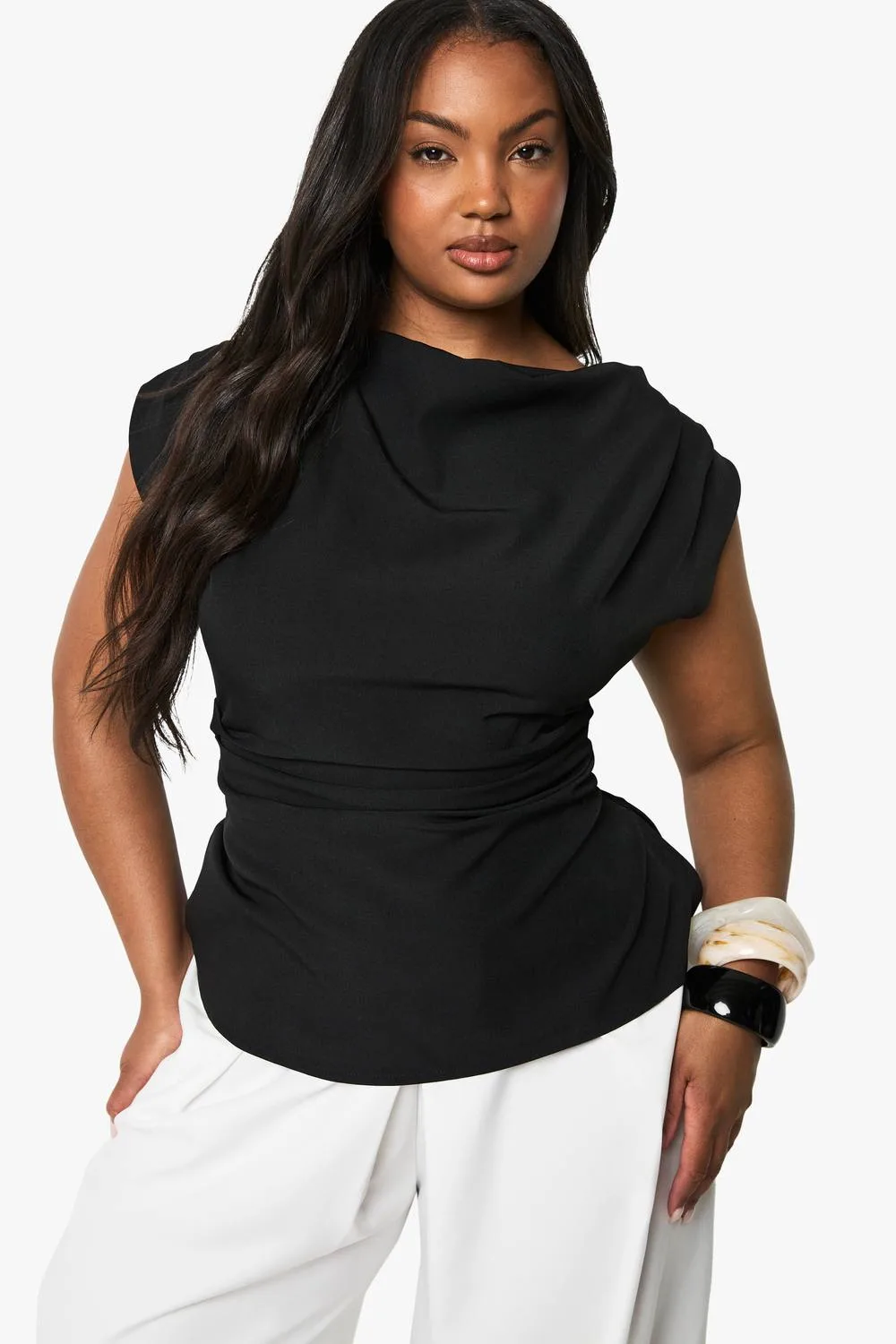Cowl Front Asymetric Top