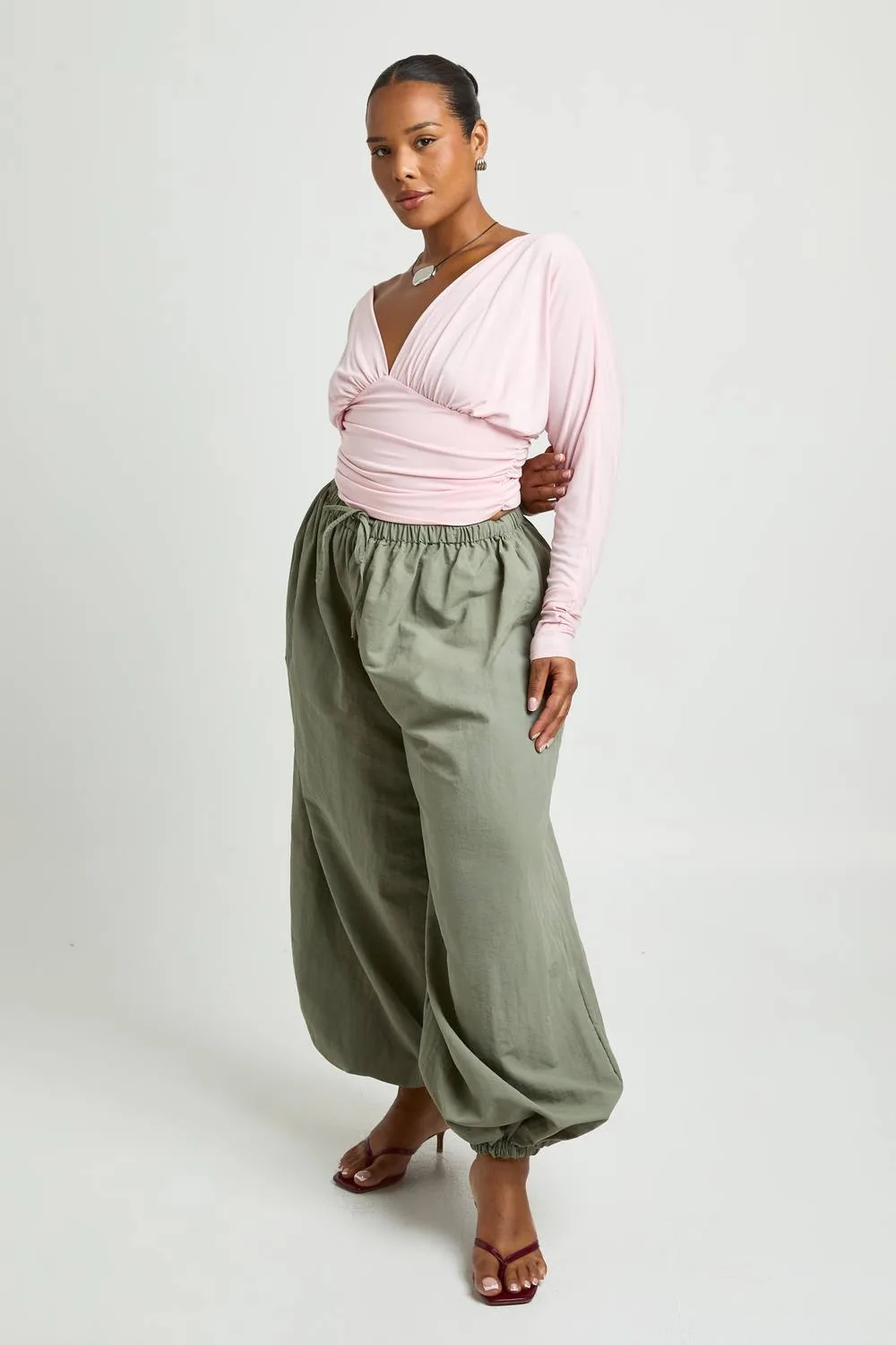 Nylon Balloon Barrel Trouser by boohoo