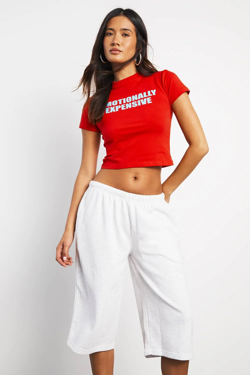 Loopback Low Rise 3/4 Jort Trouser by boohoo