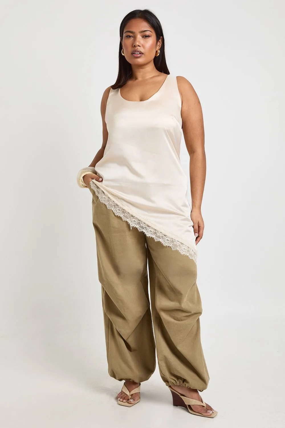 Scoop Neck Asymmetric Hem Cami Top by boohoo