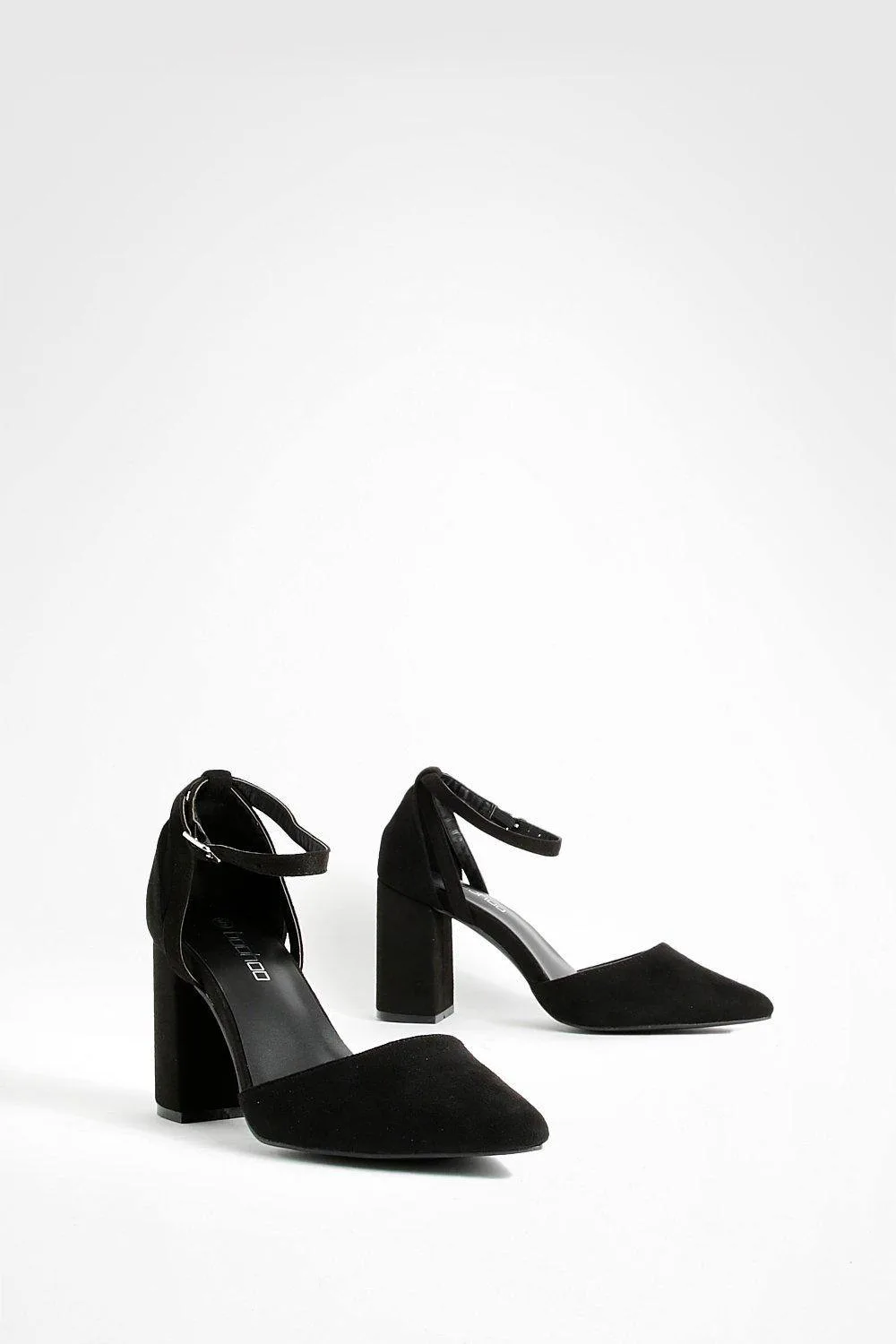 Wide Fit Pointed Low Block 2 Part Court Shoes by boohoo