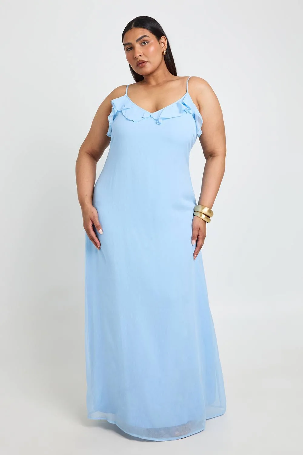 Ruffle Detail Maxi Dress - Chiffon by boohoo