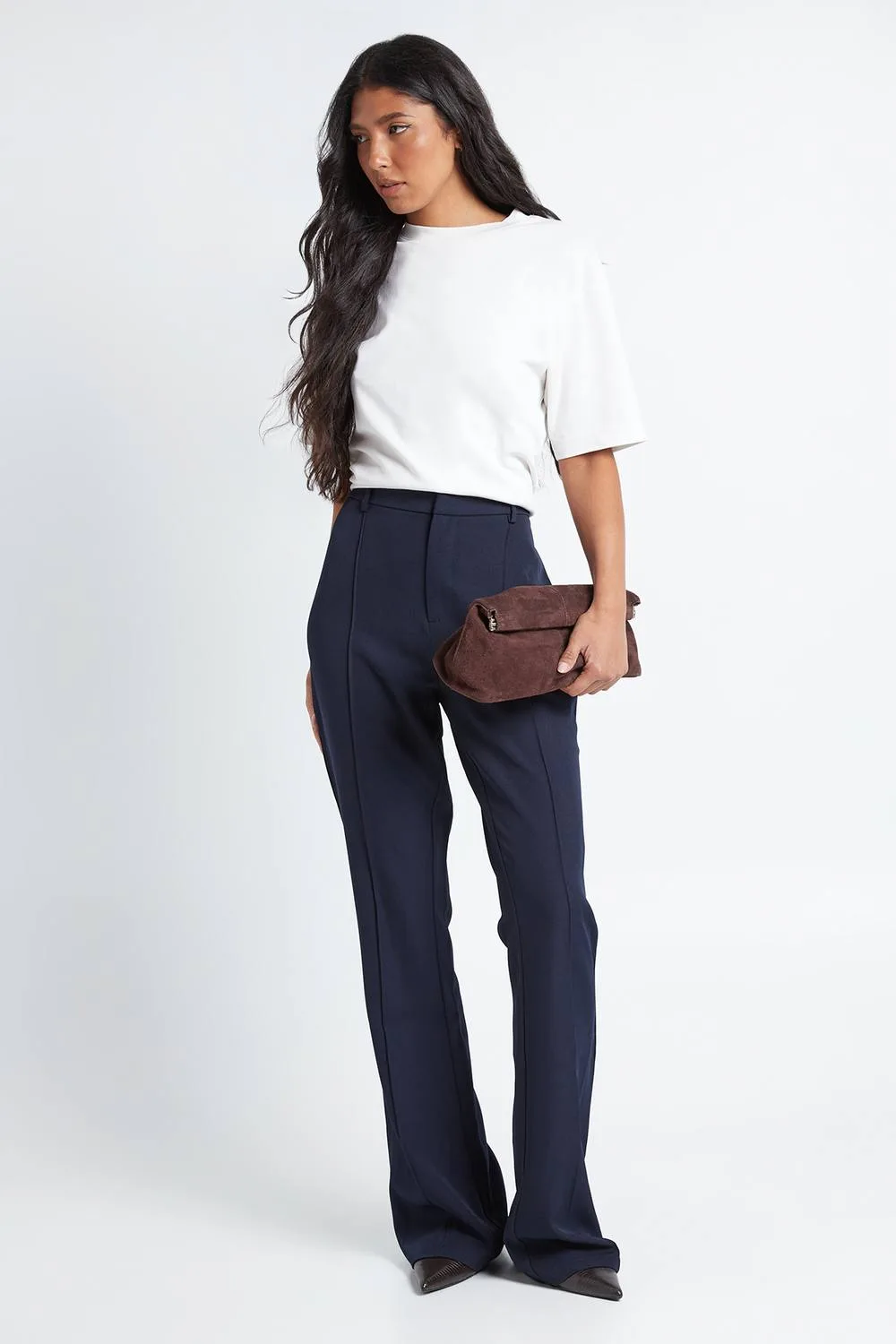 Basics Tailored Flare Trouser by boohoo