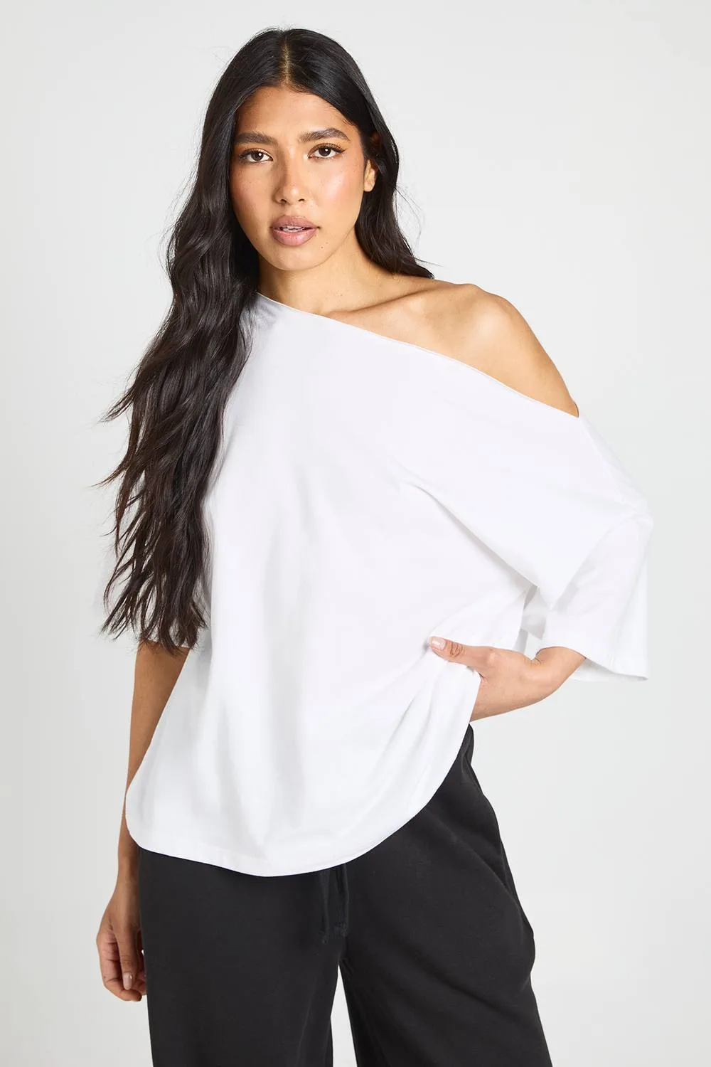 Off-The Shoulder Oversized T-Shirt by boohoo