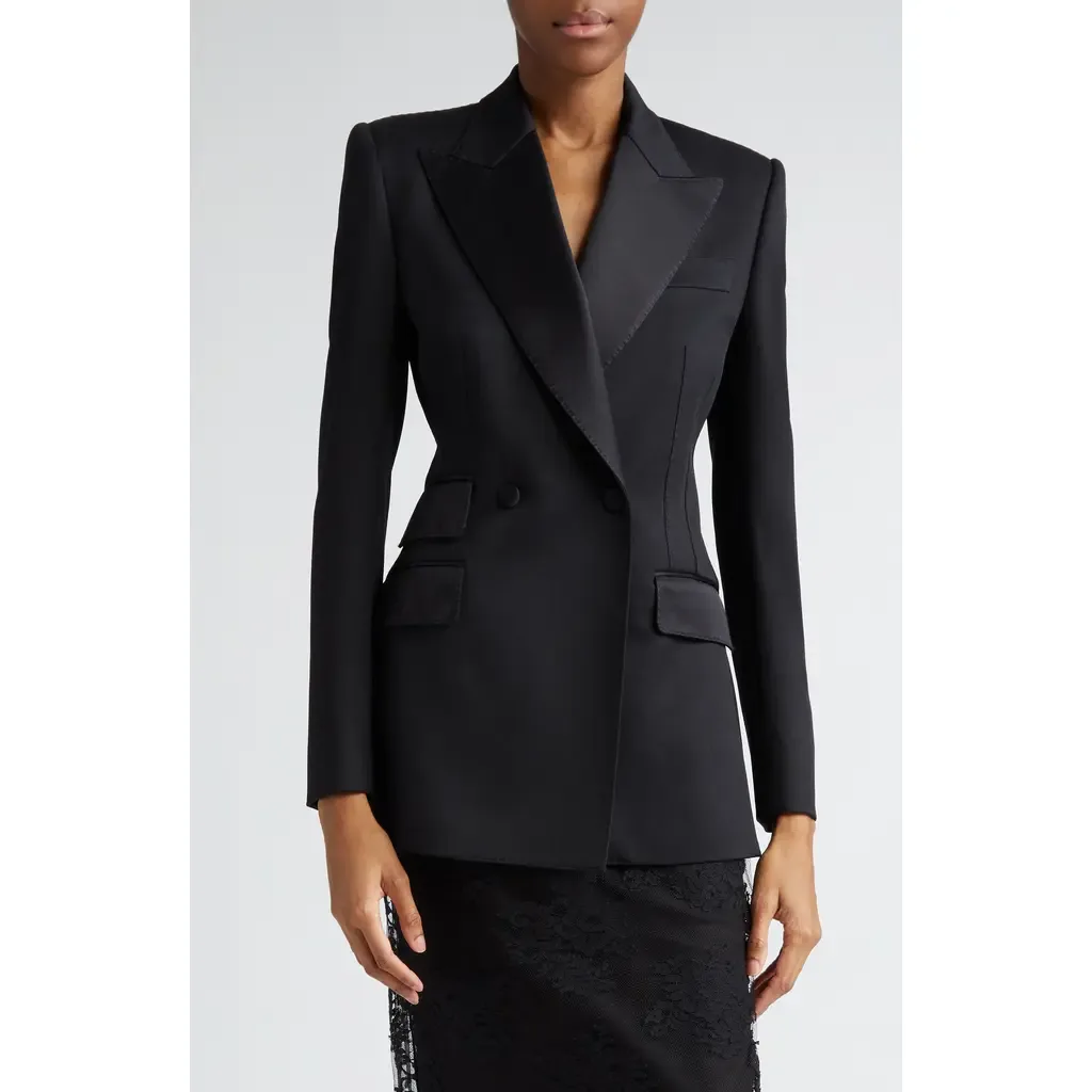 Double Breasted Wool Blend Tuxedo Jacket by Dolce&Gabbana