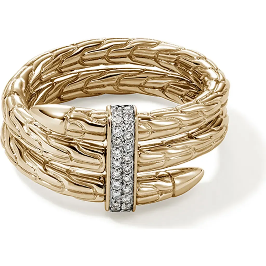 Spear 14K Gold Diamond Pave Double Wrap Ring by John Hardy
