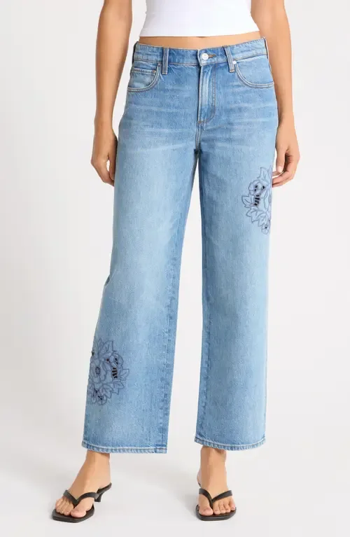 Rylann Embroidered Eyelet Wide Leg Jeans by PAIGE