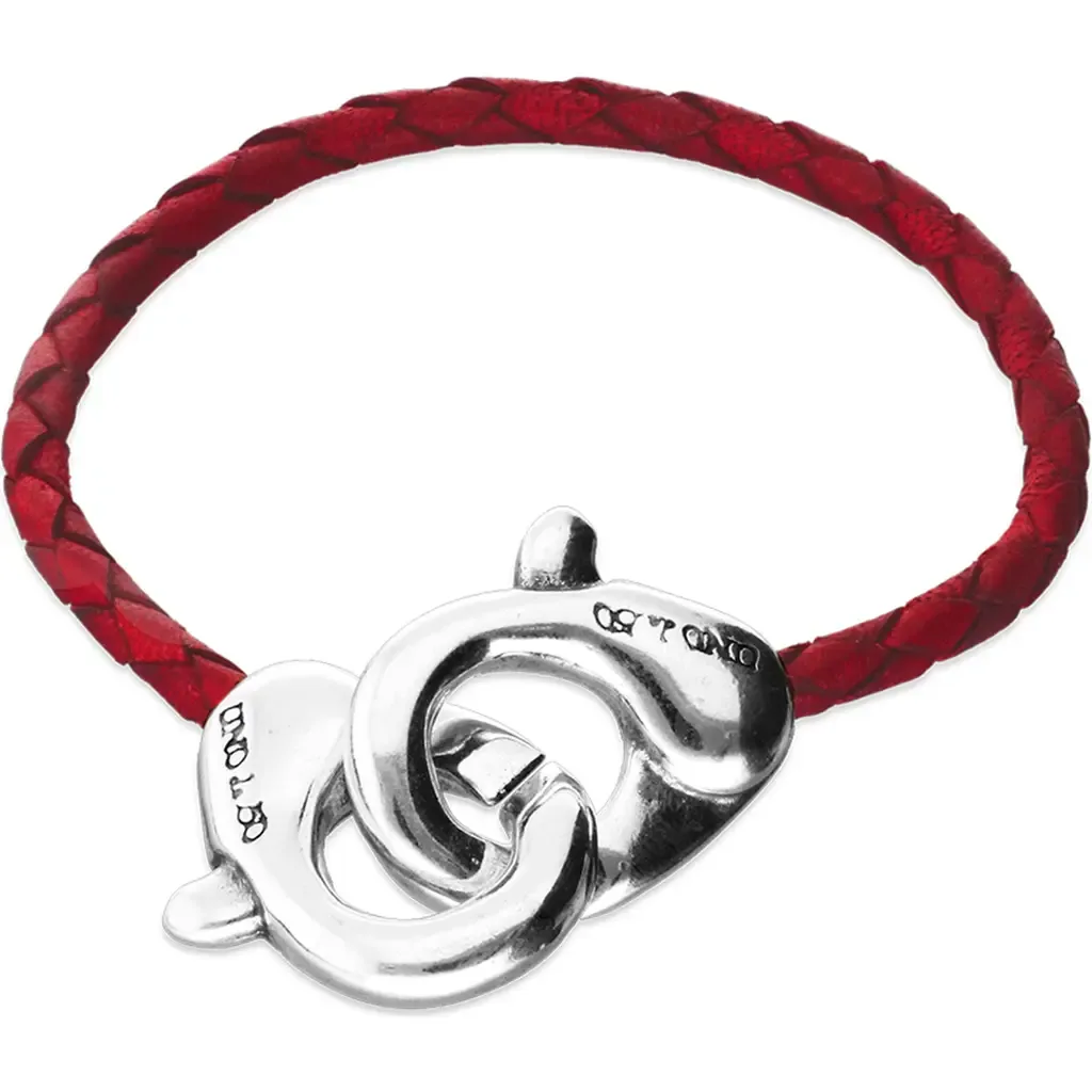 Red Leather Strap with Interlocking Carabiner Detail by UNODE50