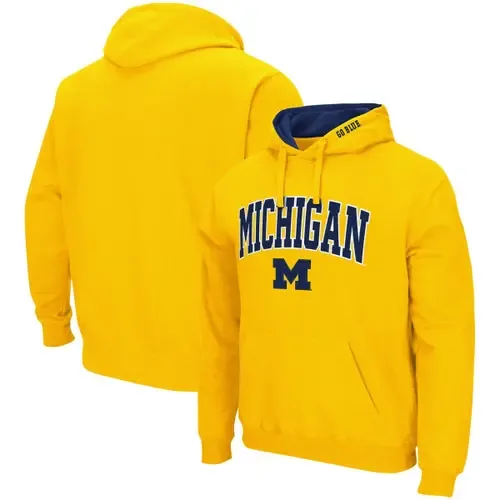 Colosseum Maize Michigan Wolverines Arch & Logo 3.0 Pullover Hoodie by COLOSSEUM