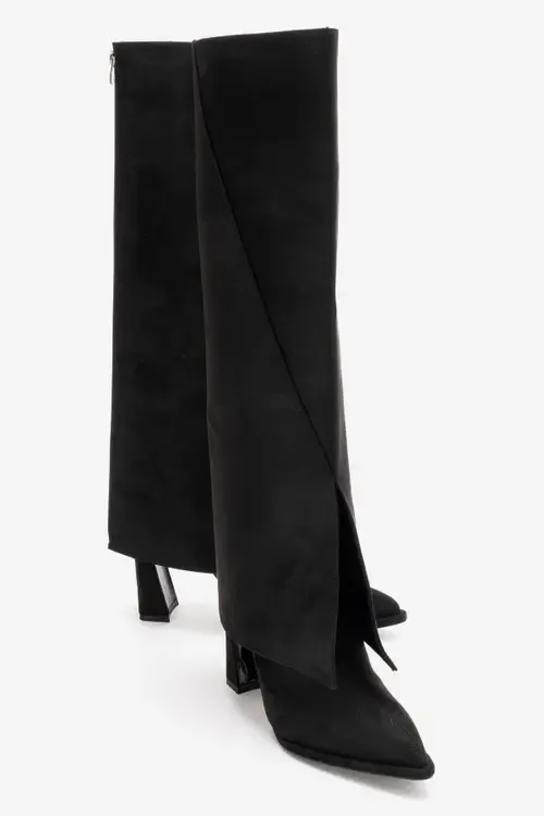 Aja Block Heel Convertible Knee High Boot in Suede Faux Leather by Prologue Shoes