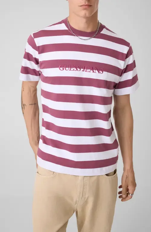Yarn Dye Stripe Organic Cotton T-Shirt by GUESS