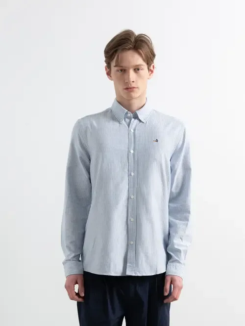 Duck Logo Striped Oxford Shirt by Edmmond Studios