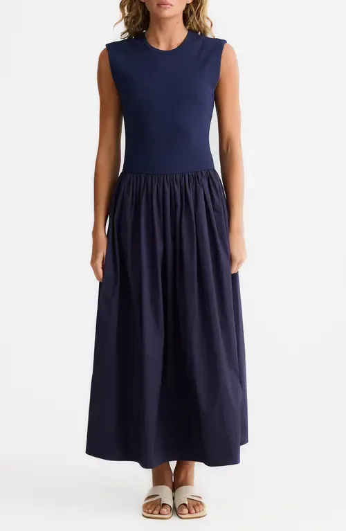 Daphne Sleeveless Mixed Media Dress