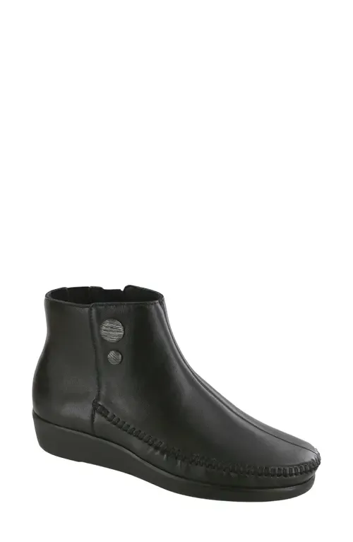 Jade Zip Bootie in Black Leather by SAS