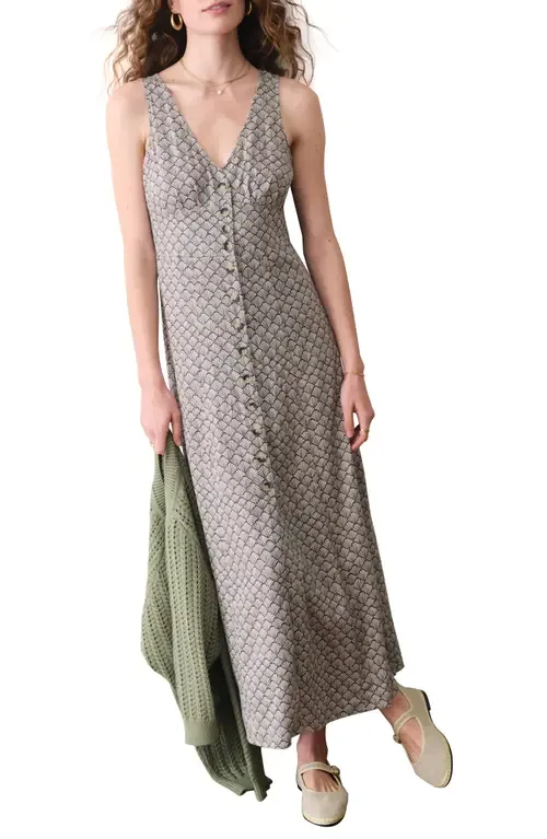 Camila Print Button Front Hemp Blend Maxi Dress by Marine Layer