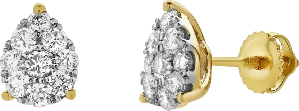 Poire 14K Yellow Gold Cluster Lab Grown Diamond Earrings - 0.72 Cts