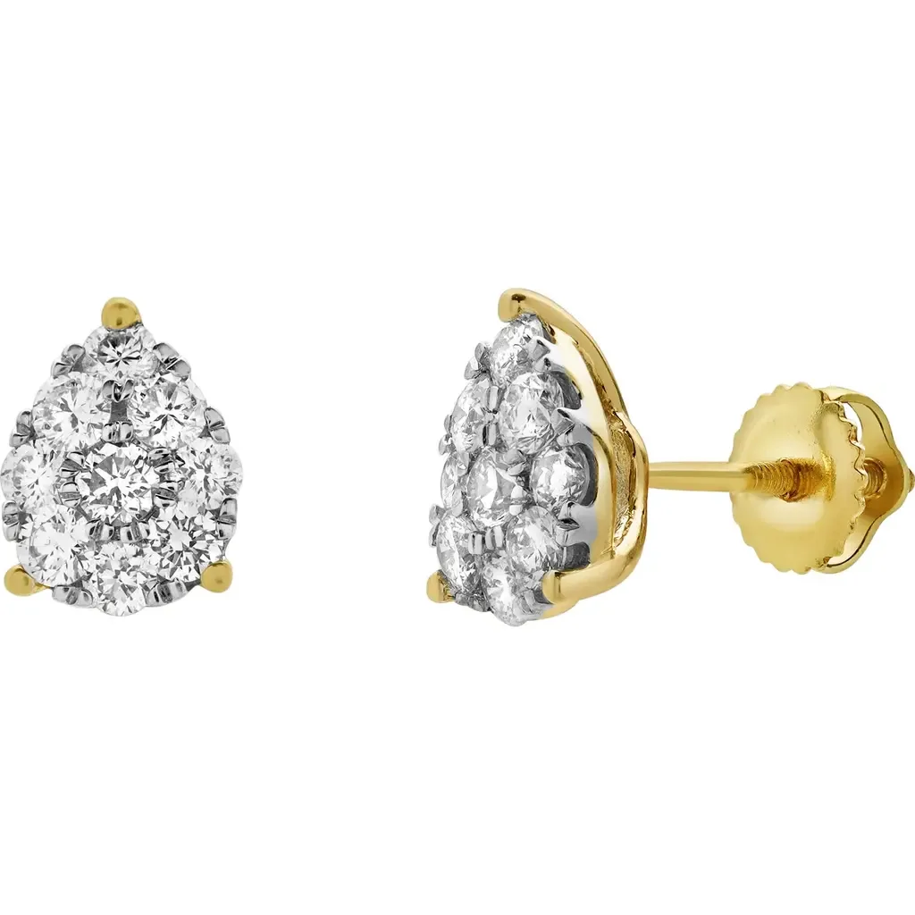 Poire 14K Yellow Gold Cluster Lab Grown Diamond Earrings - 0.72 Cts by LuvMyJewelry