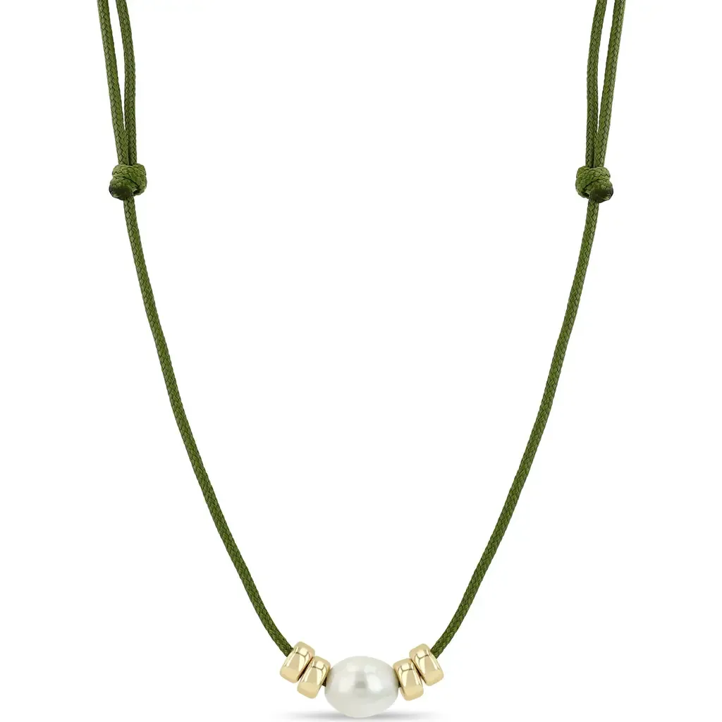 Baroque Cultured Pearl Paracord Necklace in 14K Yellow Gold by Zoë Chicco