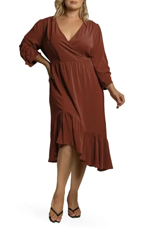 Kelsie Ruffle Hem Wrap Dress by Standards & Practices