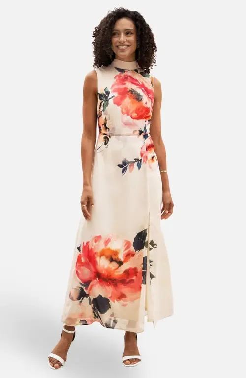 Flower High Neck Maxi Dress by Yumi