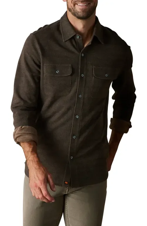 Textured Knit Long Sleeve Button-Up Shirt by The Normal Brand