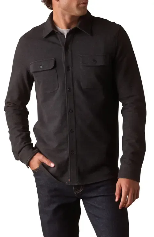 Textured Knit Long Sleeve Button-Up Shirt