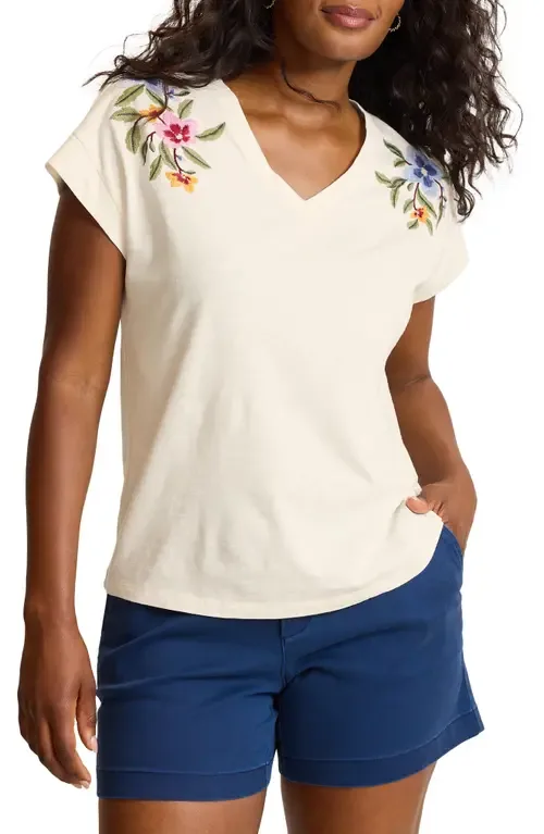 Ocean Petals Embroidered V Neck T-Shirt by Tommy Bahama