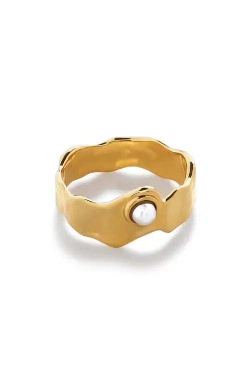 Capri Freshwater Pearl Stacking Ring in 18Ct Gold Vermeil/Pearl by Monica Vinader