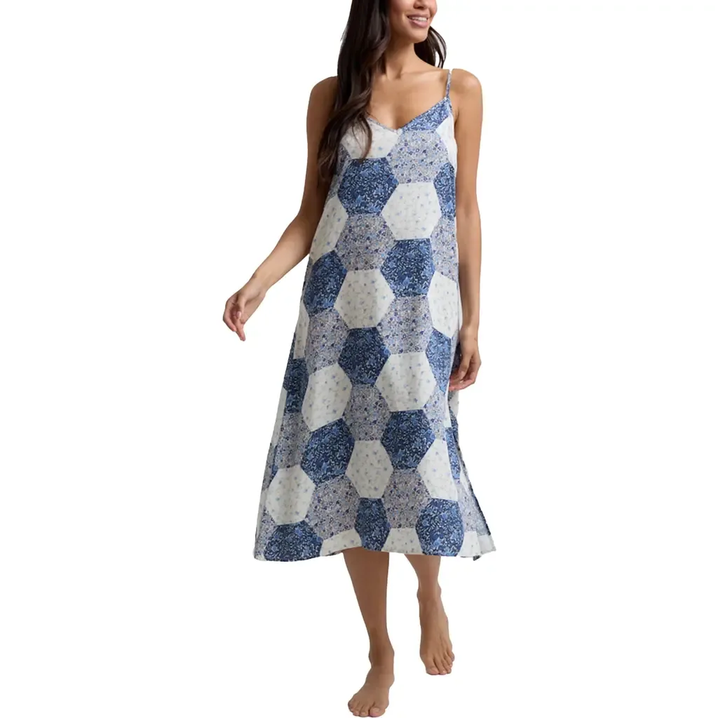 Rosie V-Neck Patchwork Print Slip Nightgown by Lily and Lionel London