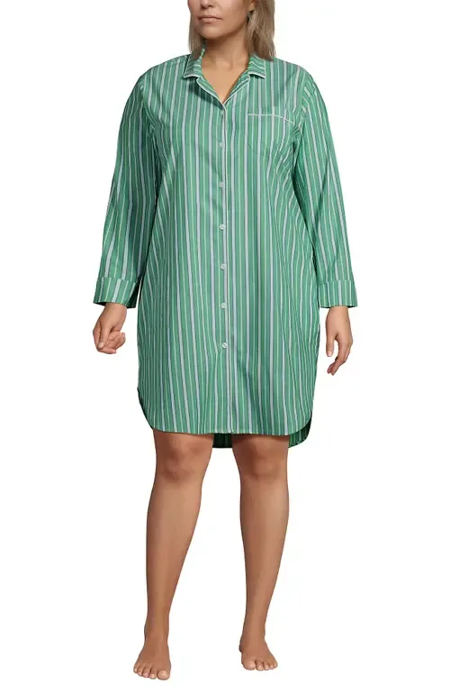 Cotton Poplin Long Sleeve Sleepshirt Nightgown by Lands' End