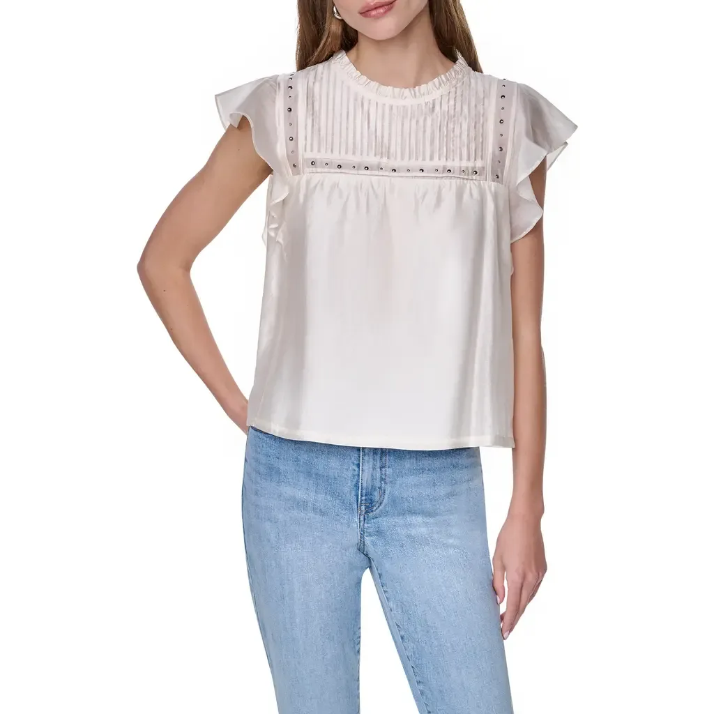 Studded Pintuck Top by DKNY