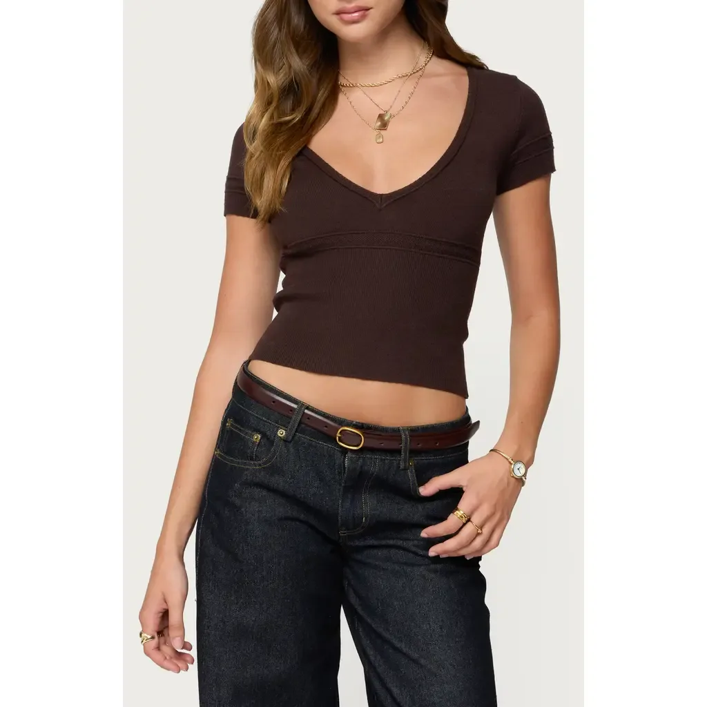 Theresa V-Neck Knit Top by EDIKTED