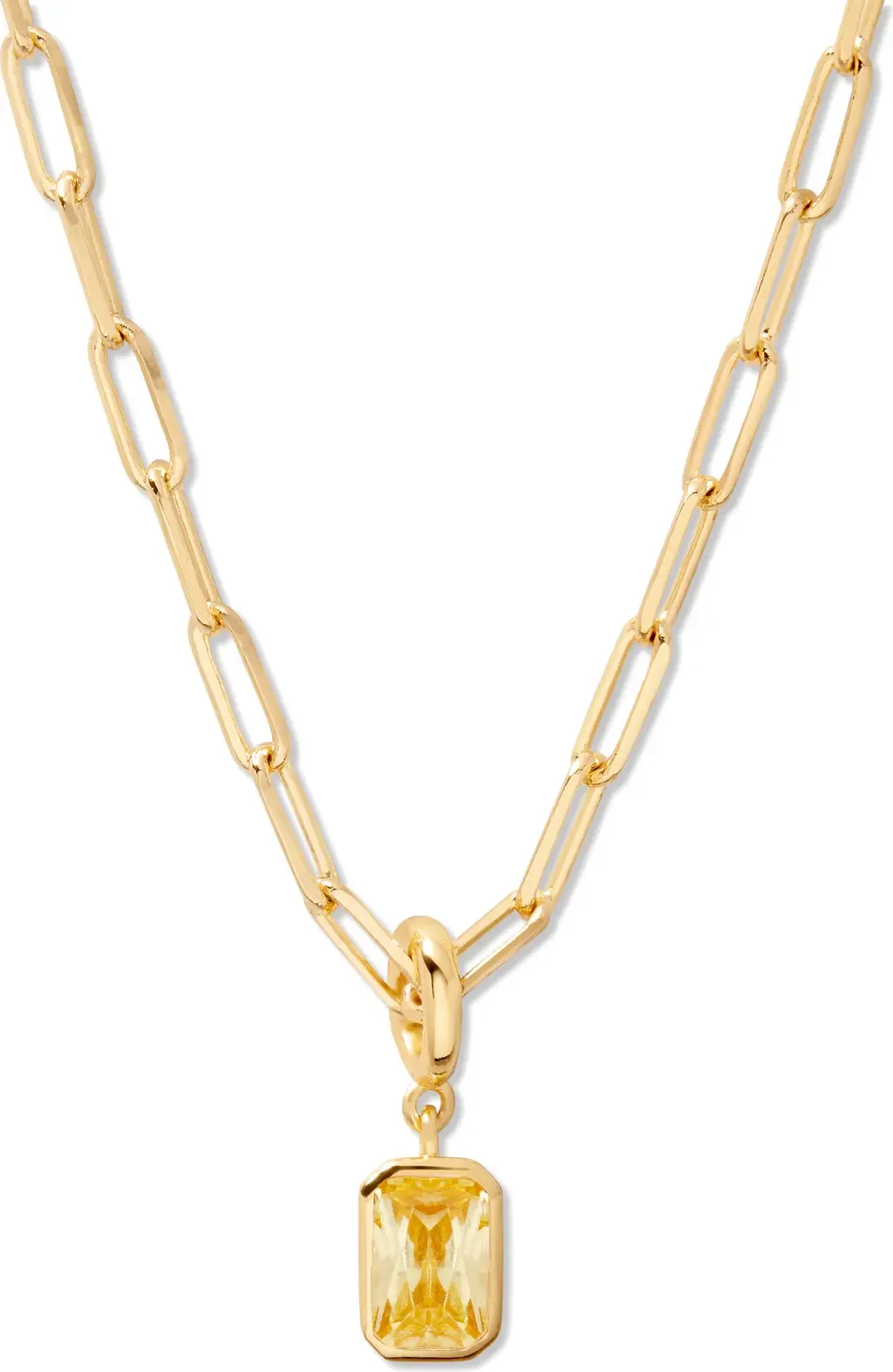 Mackenzie Birthstone Paper Clip Chain Pendant Necklace