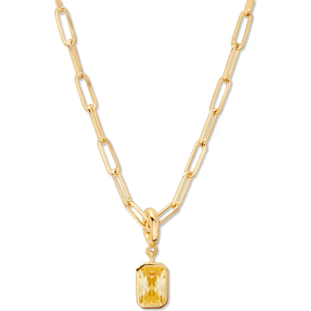 Mackenzie Birthstone Paper Clip Chain Pendant Necklace by Brook and York