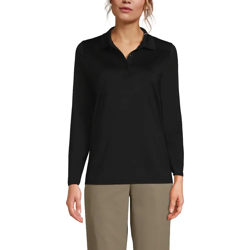 School Uniform Long Sleeve Feminine Fit Rapid Dry Polo Shirt by Lands' End
