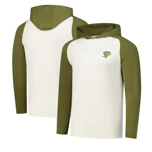 Antigua Intrepid Sand Raglan Long Sleeve Hoodie T-Shirt by ANTIGUA