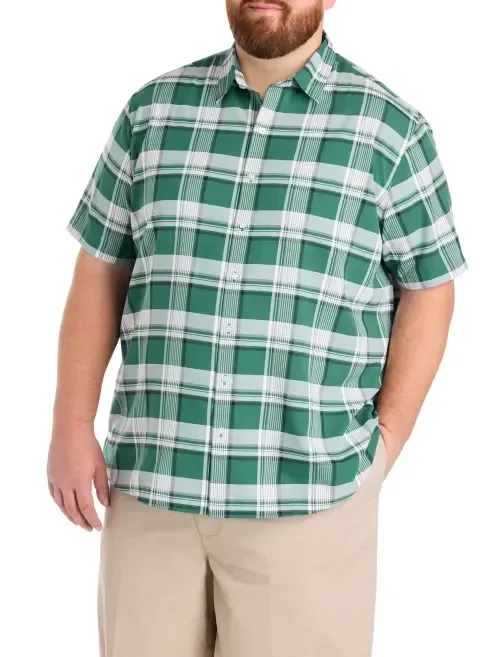 Microfiber Plaid Sport Shirt by Harbor Bay by DXL