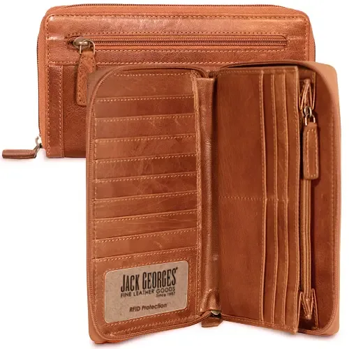 Voyager Large Zip-Around Travel Wallet by JACK GEORGES