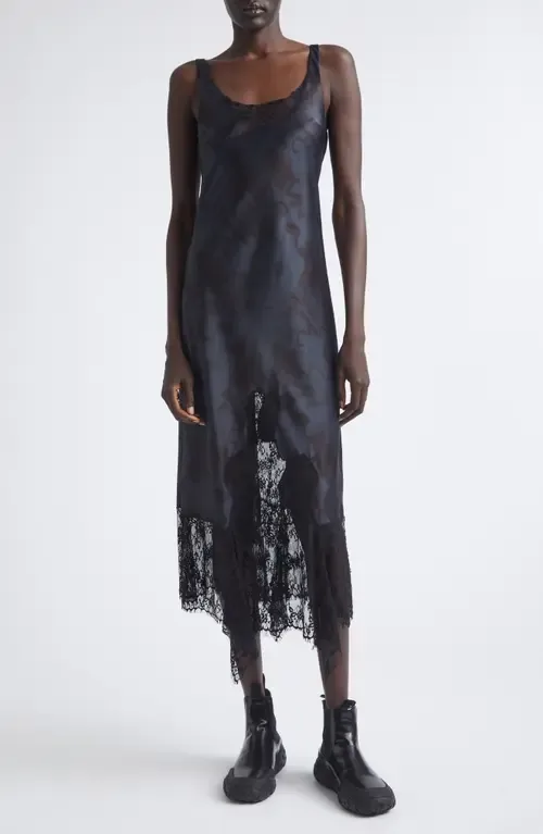 Anemone Satin & Lace Tank Dress by Collina Strada