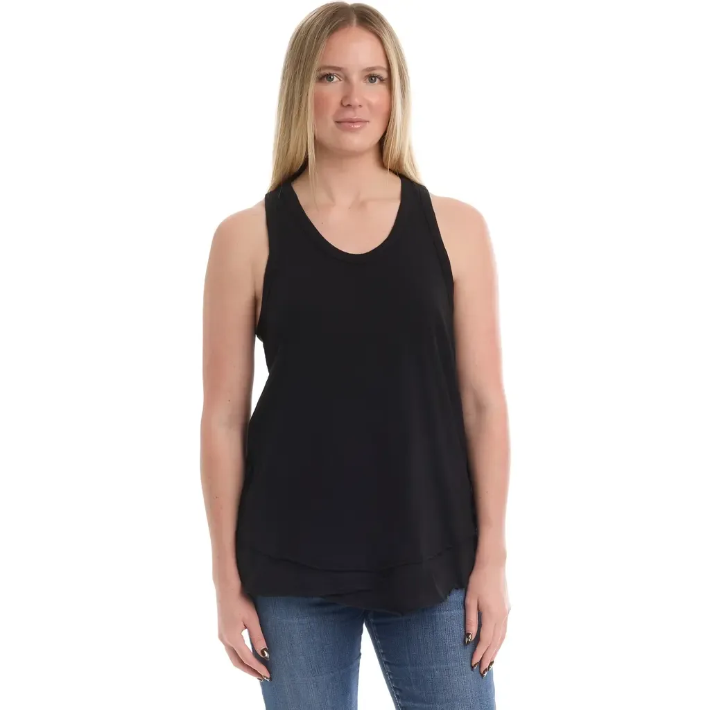 Shrunken Mock Hem Shirttail Tank by WILT Clothing